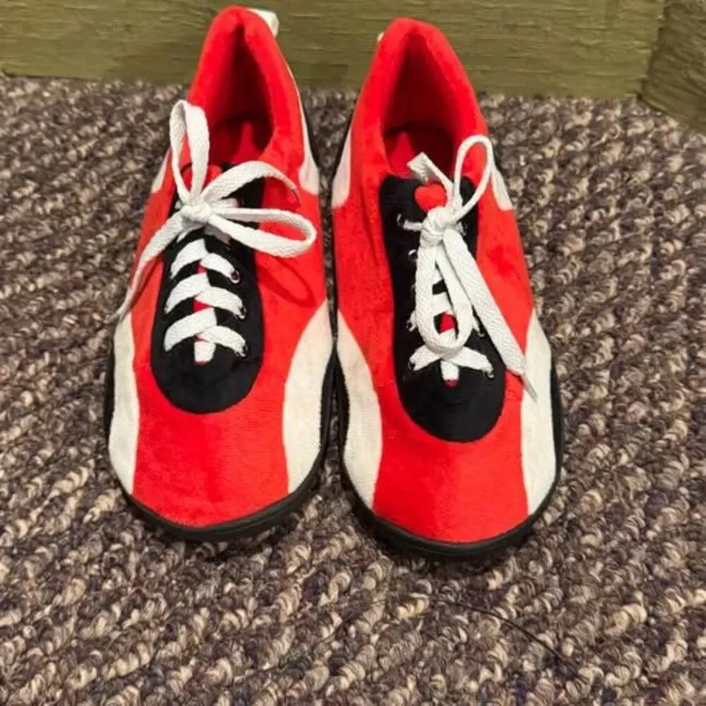 Red and black costume shoes